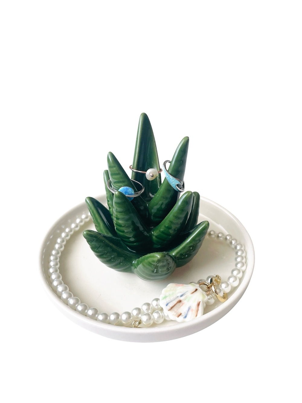 Ceramic Cactus Ring Holder Trinket Tray Dish for Jewelry Earring Bracelet Keys
